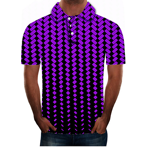 

Men's Daily Going out Street chic / Exaggerated Polo - Color Block / 3D / Graphic Purple