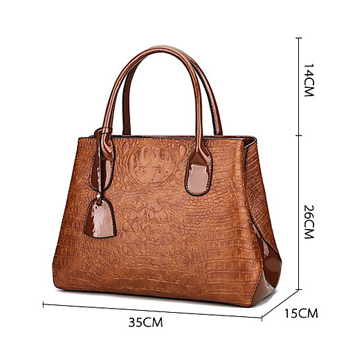 

Women's Zipper PU Top Handle Bag Solid Color Black / Brown / Wine