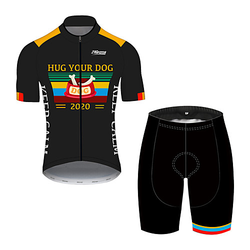 

21Grams Men's Short Sleeve Cycling Jersey with Shorts Black / Yellow Stripes Bone Bike Clothing Suit UV Resistant Breathable 3D Pad Quick Dry Sweat-wicking Sports Stripes Mountain Bike MTB Road Bike