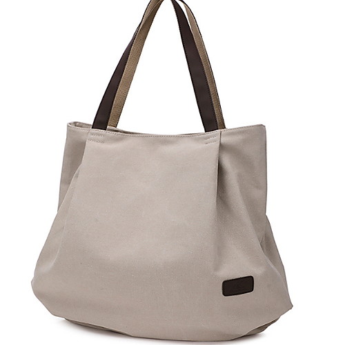 

Women's Zipper Canvas Top Handle Bag Solid Color Blue / Brown / Black