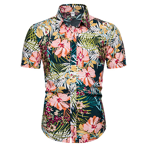 

Men's Daily Going out Basic / Exaggerated T-shirt - Floral / 3D Green