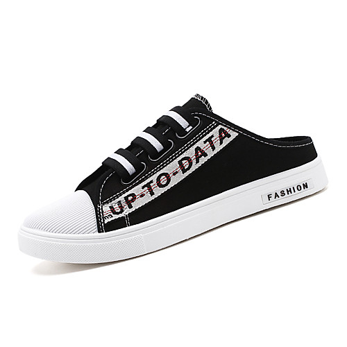 

Men's Canvas Summer Sporty / Casual Sneakers Walking Shoes Breathable Black and White / Black / Red
