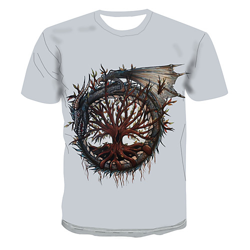 

Men's Club Weekend Street chic / Punk & Gothic T-shirt - Color Block / 3D / Animal Fantastic Beasts, Print White