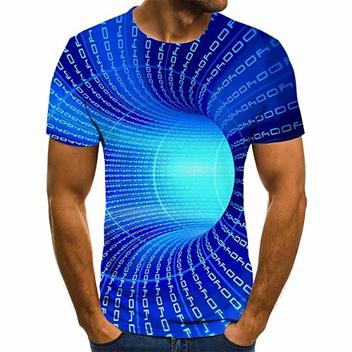 

Men's Plus Size 3D Graphic Print T-shirt Street chic Exaggerated Going out Weekend Round Neck Blue / Short Sleeve