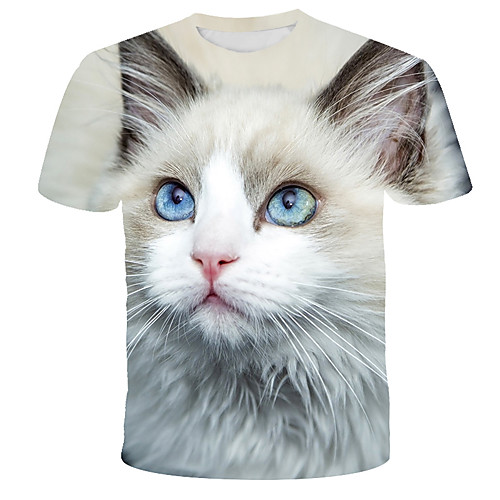 

Men's Plus Size 3D Graphic Patchwork Print T-shirt Basic Street chic Daily Going out Round Neck White / Short Sleeve / Animal
