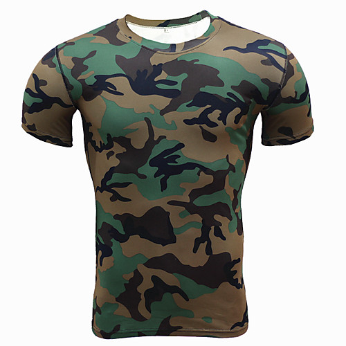 

JACK CORDEE Men's Short Sleeve Compression Suit Polyster Polyester Taffeta Green / Black Geometic Camo / Camouflage Bike Jersey Top Mountain Bike MTB Road Bike Cycling Breathable Quick Dry