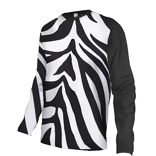 

21Grams Men's Long Sleeve Cycling Jersey Downhill Jersey Dirt Bike Jersey 100% Polyester Black / White Stripes Bike Jersey Top Mountain Bike MTB Road Bike Cycling UV Resistant Breathable Quick Dry