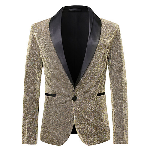 

Men's Blazer Peaked Lapel Polyester Gold / Green / Blue