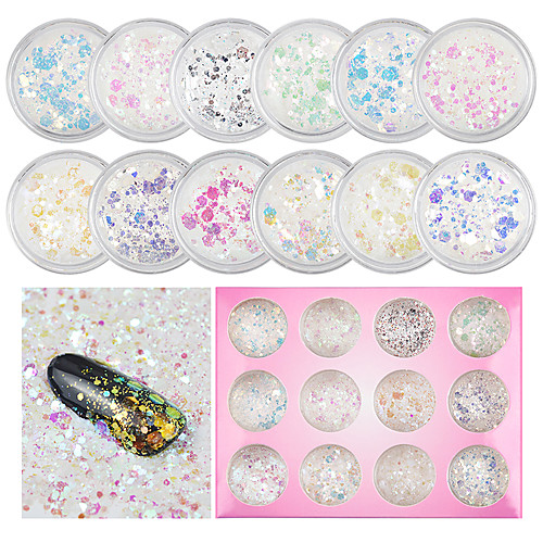 

12 pcs Multi-Type / Universal Plastics Sequins For Finger Nail Romantic Series nail art Manicure Pedicure Daily Korean / Colorful