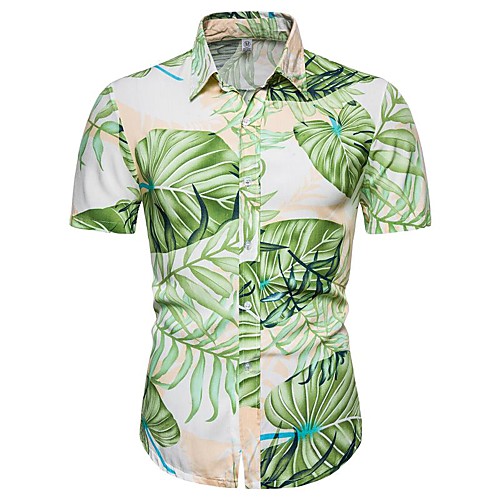 

Men's Daily Going out Basic / Exaggerated T-shirt - Floral / 3D Green
