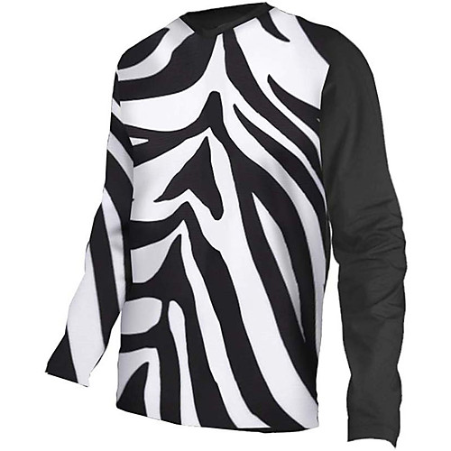 

21Grams Men's Long Sleeve Cycling Jersey Downhill Jersey Dirt Bike Jersey 100% Polyester Black / White Stripes Bike Jersey Top Mountain Bike MTB Road Bike Cycling UV Resistant Breathable Quick Dry