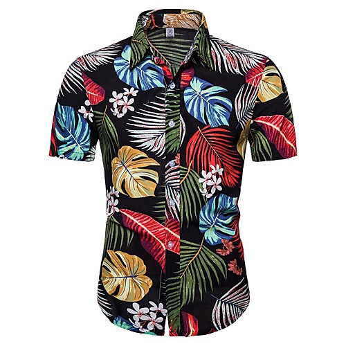 

Men's Daily Going out Basic / Exaggerated T-shirt - Floral / 3D Rainbow