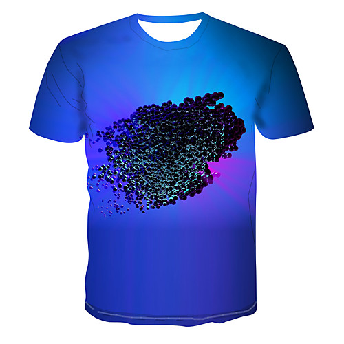 

Men's Club Weekend Street chic / Punk & Gothic T-shirt - Color Block / 3D / Abstract Print Blue