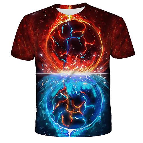 

Men's Daily Holiday Street chic / Exaggerated T-shirt - 3D / Tie Dye / Animal Wolf, Print Rainbow