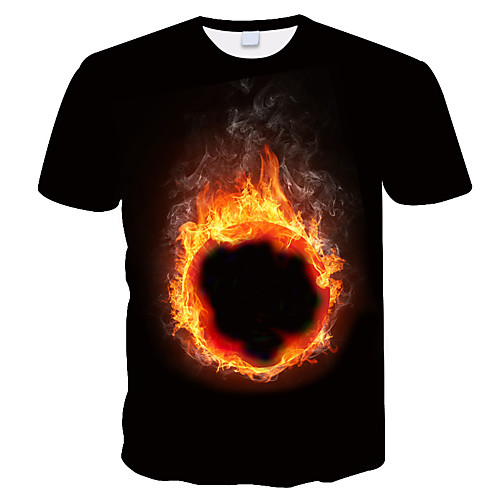 

Men's Daily Holiday Street chic / Exaggerated T-shirt - 3D / Tie Dye / Animal Wolf, Print Black