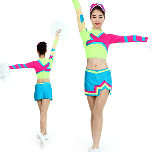 

Cheerleader Costume Uniform Women's Girls' Kids Skirt Spandex High Elasticity Handmade Long Sleeve Competition Dance Rhythmic Gymnastics Gymnastics Red