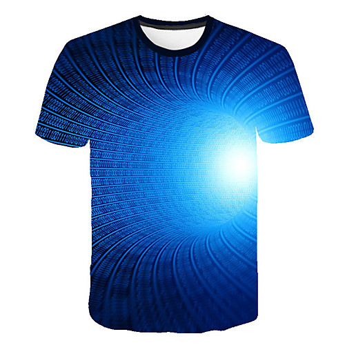 

Men's Daily Sports Street chic / Exaggerated T-shirt - Geometric / Color Block / 3D Print Blue