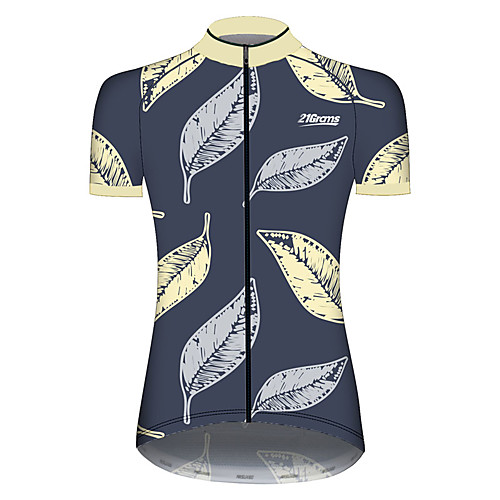 

21Grams Women's Short Sleeve Cycling Jersey BlueYellow Leaf Floral Botanical Bike Jersey Top Mountain Bike MTB Road Bike Cycling UV Resistant Breathable Quick Dry Sports Clothing Apparel / Stretchy