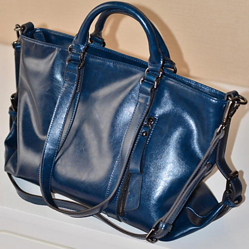 

Women's Zipper PU Top Handle Bag Solid Color Wine / Blue / Black
