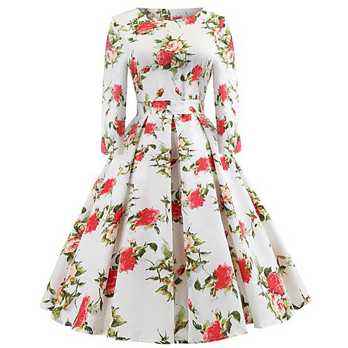 

Women's White Dress A Line Sheath Floral S M