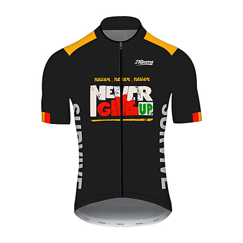 

21Grams Men's Short Sleeve Cycling Jersey Black / Yellow Patchwork Bike Jersey Top Mountain Bike MTB Road Bike Cycling UV Resistant Breathable Quick Dry Sports Clothing Apparel / Stretchy / Race Fit