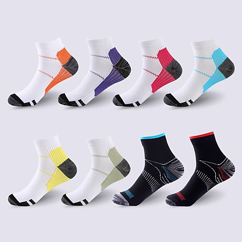 

Compression Socks Athletic Sports Socks Running Socks 8 pairs Men's Women's Ankle Socks Breathable Moisture Wicking Sweat-wicking Comfortable Running Jogging Sports Spots & Checks Nylon Black / Red