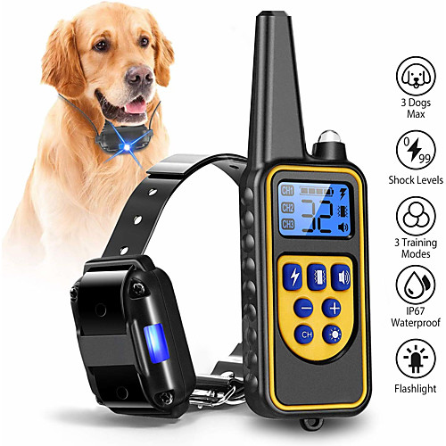

Dog Collar Training Anti Bark Electric LCD Display Remote Controlled Sound Vibration Classic Metalic Plastic Black