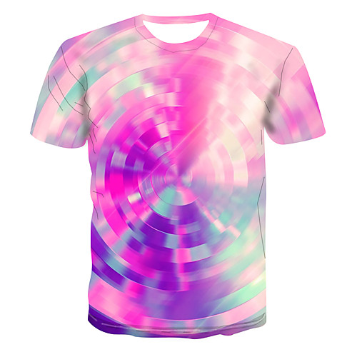 

Men's Club Weekend Street chic / Punk & Gothic T-shirt - Color Block / 3D / Visual Deception Print Fuchsia