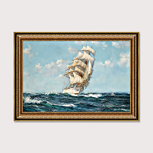 

Framed Art Print European Type Oil Painting Sitting Room Sofa Background Seascape Sailing Boat Plain Sailing Scenery Decorative Ready To Hang Painting