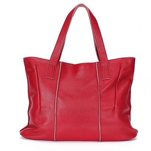 

Women's Cowhide Top Handle Bag Solid Color Wine / Brown / Black