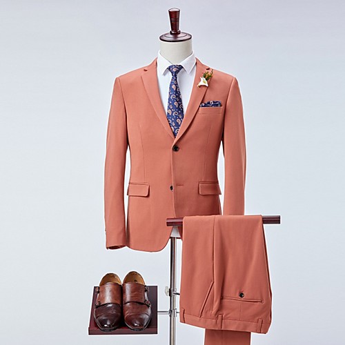 

Men's Suits Notch Lapel Polyester Brown