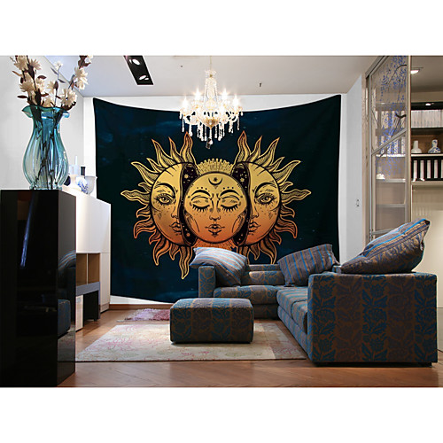 

Custom Tapestry painting lack background sun god suitable for bedroom living room Party activities TV background wall decoration Wall Tapestries Decoration