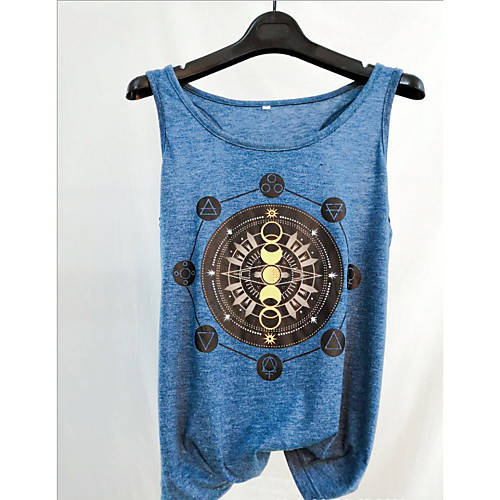 

Men's Daily Sports Weekend Active Cotton Slim Tank Top - Graphic Print Round Neck White / Sleeveless / Summer