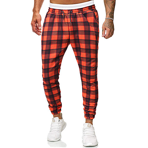 

Men's Sporty / Basic Jogger Pants - Plaid Stripe Orange US32 / UK32 / EU40 US34 / UK34 / EU42 US36 / UK36 / EU44