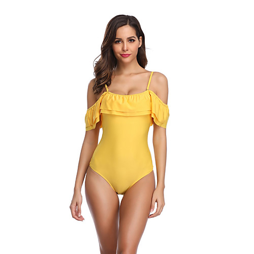 

Women's Yellow Black One-piece Swimwear Swimsuit - Solid Colored S M L Yellow