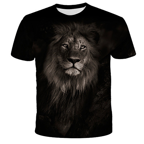 

Men's Daily Holiday Street chic / Exaggerated T-shirt - 3D / Tie Dye / Animal Wolf, Print Black