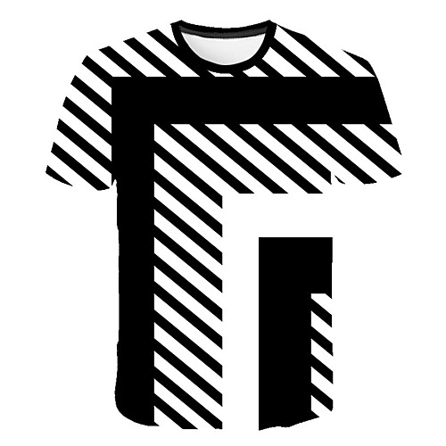 

Men's Daily Sports Street chic / Exaggerated T-shirt - Striped / Geometric / 3D Print Rainbow