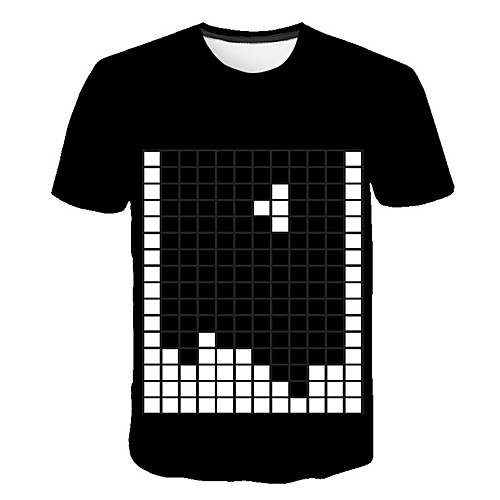 

Men's Daily Sports Street chic / Exaggerated T-shirt - Geometric / 3D / Check Rubik's Cube, Print Black