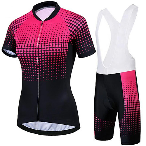 

21Grams Women's Short Sleeve Cycling Jersey with Bib Shorts Black / Red Polka Dot Bike Clothing Suit Breathable 3D Pad Quick Dry Ultraviolet Resistant Sweat-wicking Sports Polka Dot Mountain Bike MTB