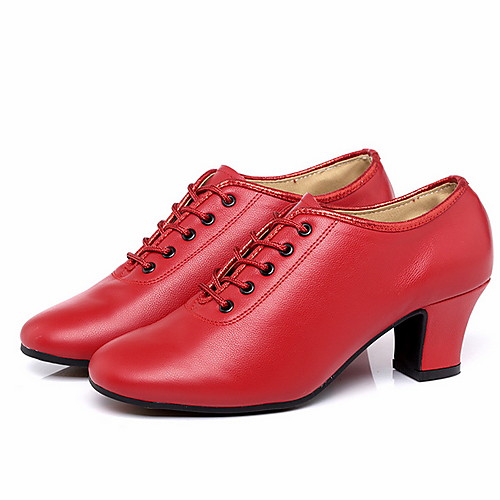 

Women's Jazz Shoes PU Heel Thick Heel Dance Shoes Black / Red