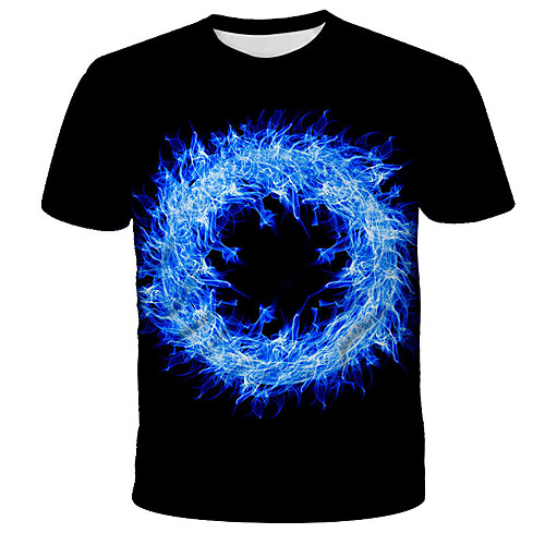 

Men's Daily Holiday Street chic / Exaggerated T-shirt - 3D / Tie Dye / Animal Wolf, Print Rainbow