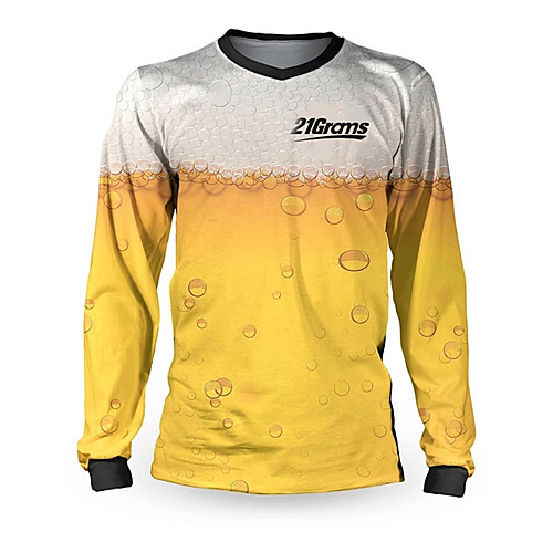 

21Grams Men's Long Sleeve Cycling Jersey Downhill Jersey Dirt Bike Jersey Winter 100% Polyester Yellow Oktoberfest Beer Bike Jersey Top Mountain Bike MTB Road Bike Cycling UV Resistant Breathable