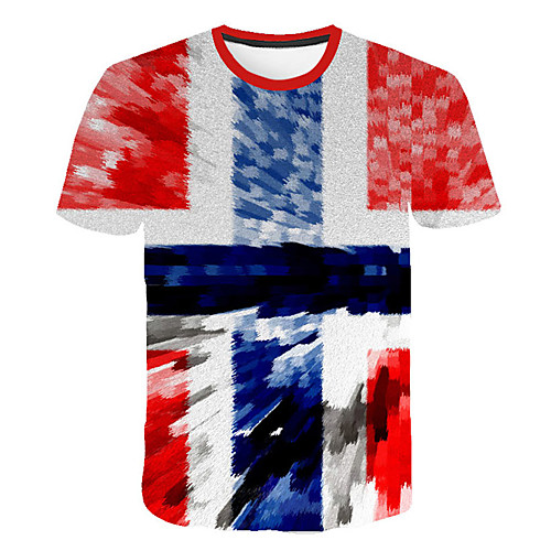 

Men's Daily Sports Street chic / Exaggerated T-shirt - Geometric / Color Block / 3D Print Rainbow