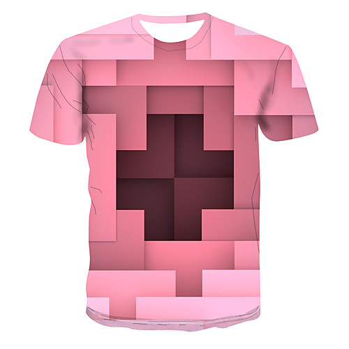 

Men's Club Weekend Street chic / Punk & Gothic T-shirt - Geometric / 3D / Visual Deception Print Blushing Pink