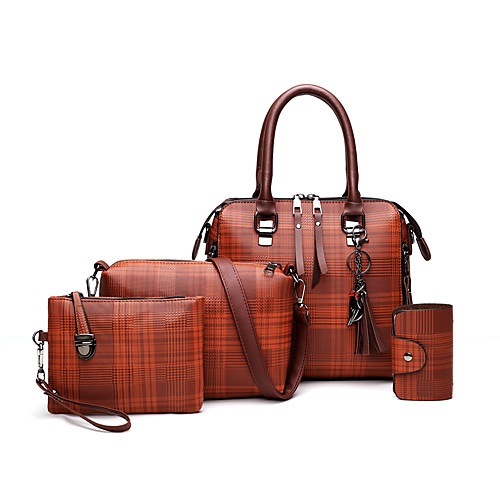 

Women's Zipper PU Bag Set Solid Color 4 Pieces Purse Set Black / Brown / Blue