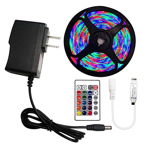 

5m Flexible LED Light Strips / RGB Strip Lights / Remote Controls 270 LEDs SMD3528 8mm 1 24Keys Remote Controller / 1 x 2A power adapter 1 set RGB / Change Christmas / New Year's Indoor / Decorative