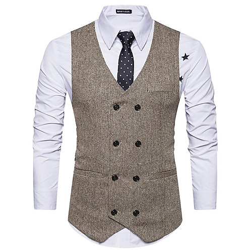 

Men's Vest, Solid Colored V Neck Cotton Black / Gray / Khaki