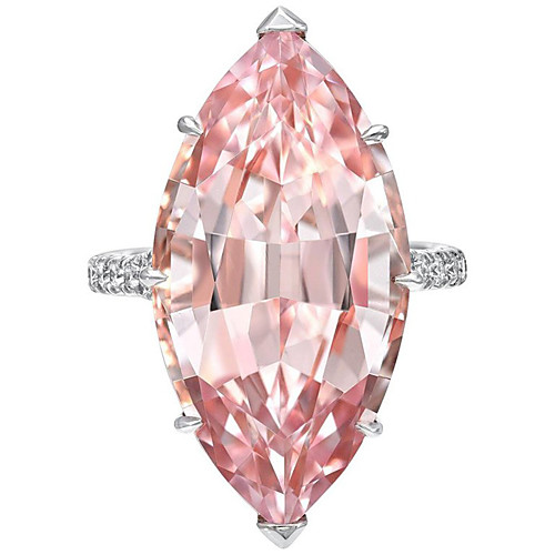 

Women's Ring Belle Ring AAA Cubic Zirconia 1pc Blushing Pink Copper Silver-Plated Irregular Statement Luxury Party Evening Gift Jewelry Geometrical Wearable