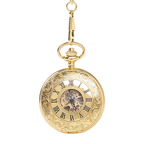 

Unisex Pocket Watch Mechanical manual-winding Titanium Alloy Gold Hollow Engraving Creative Casual Watch Analog Casual - Gold