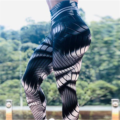 

Women's High Waist Yoga Pants Winter 3D Print Black with White Running Fitness Gym Workout Leggings Sport Activewear Quick Dry Butt Lift Tummy Control High Elasticity Skinny